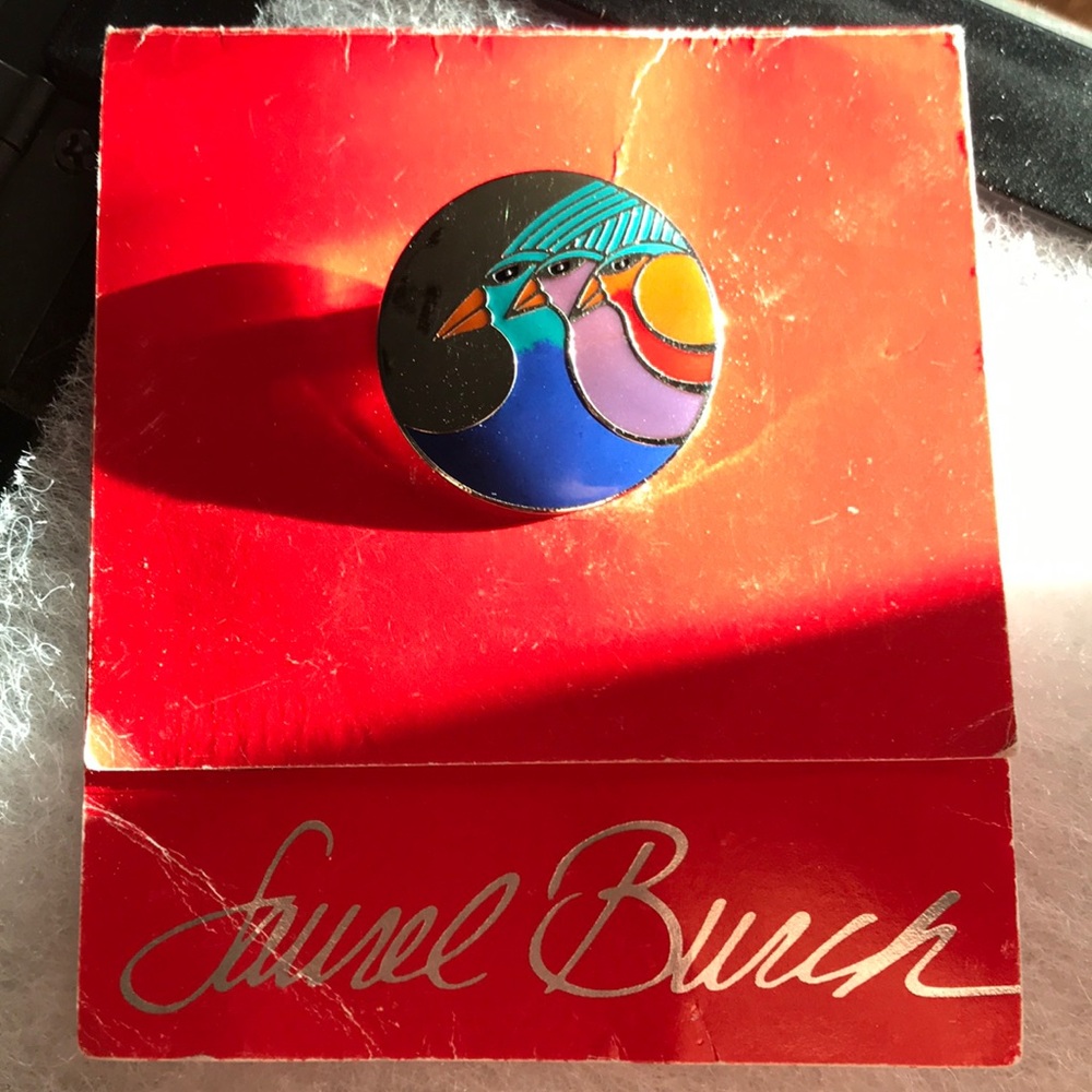 Vintage Laurel Burch signed-Celestial Birds brooch